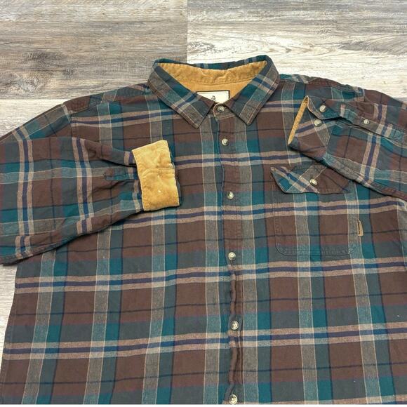 Legendary Whitetails Brown Green Plaid Men 2XL Hunt Work Buck Camp Shirt Flannel - Picture 1 of 9